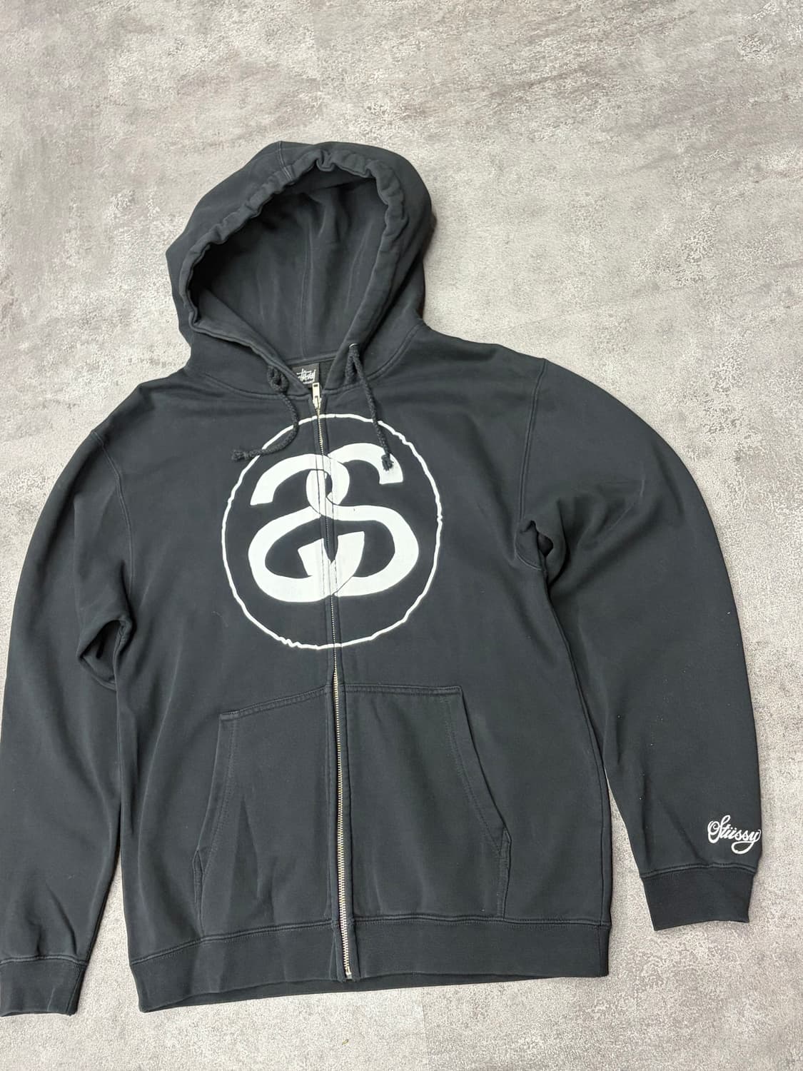 00s stussy 스투시 블랙 써클 후드 집업 상품이미지3