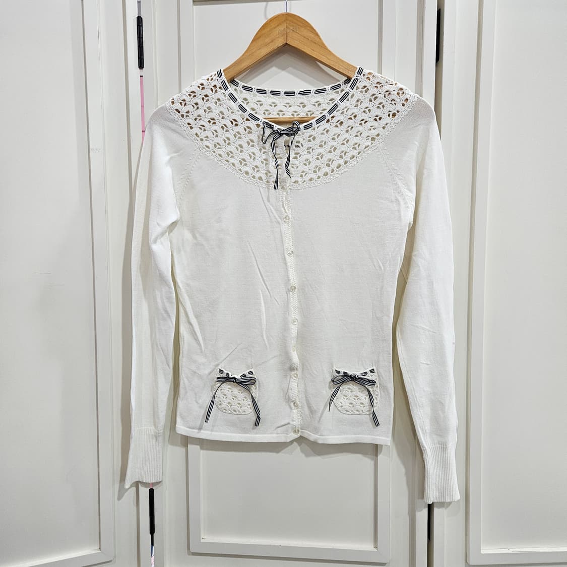 레이스 리본 가디건 상품이미지1