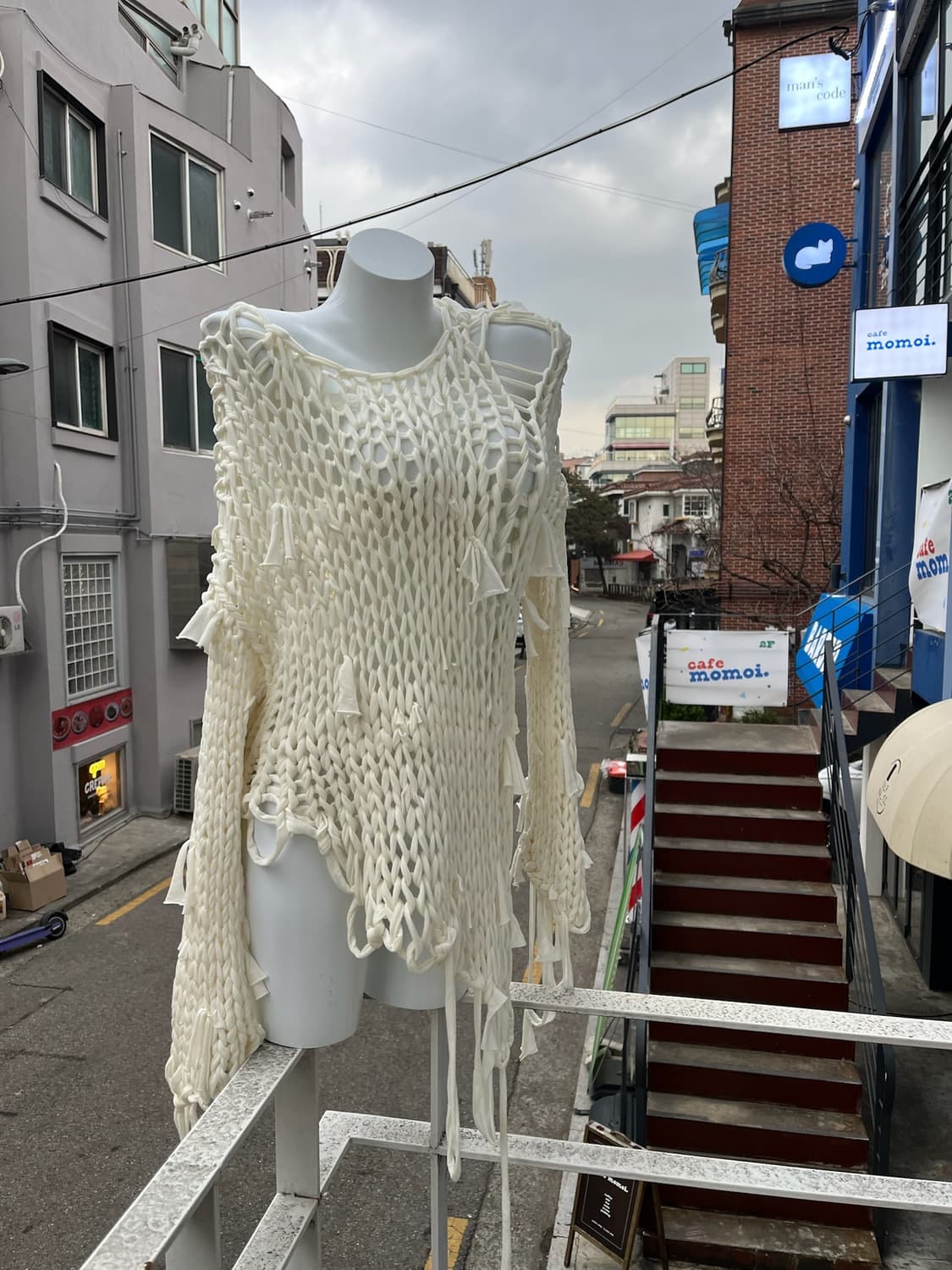 혜인서 화이트 오버핏 네트 니트 상품이미지9