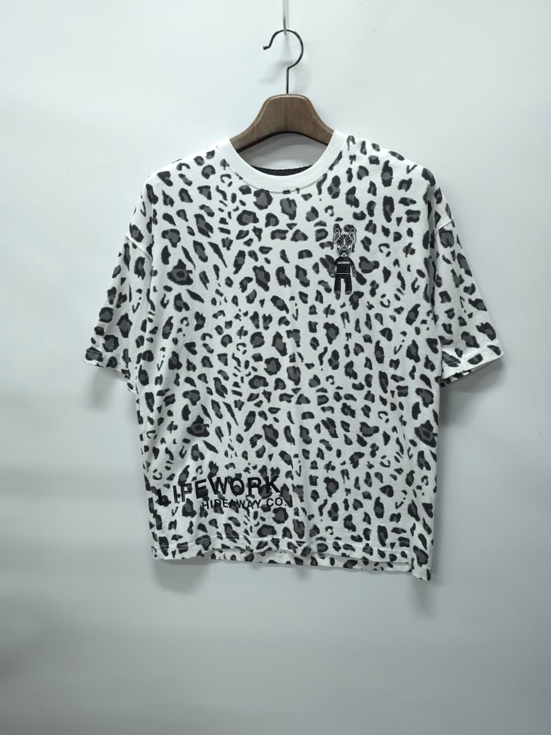 라이프워크 남여공용 레오파드 불독 오버핏 반팔 티셔츠(S) 상품이미지1