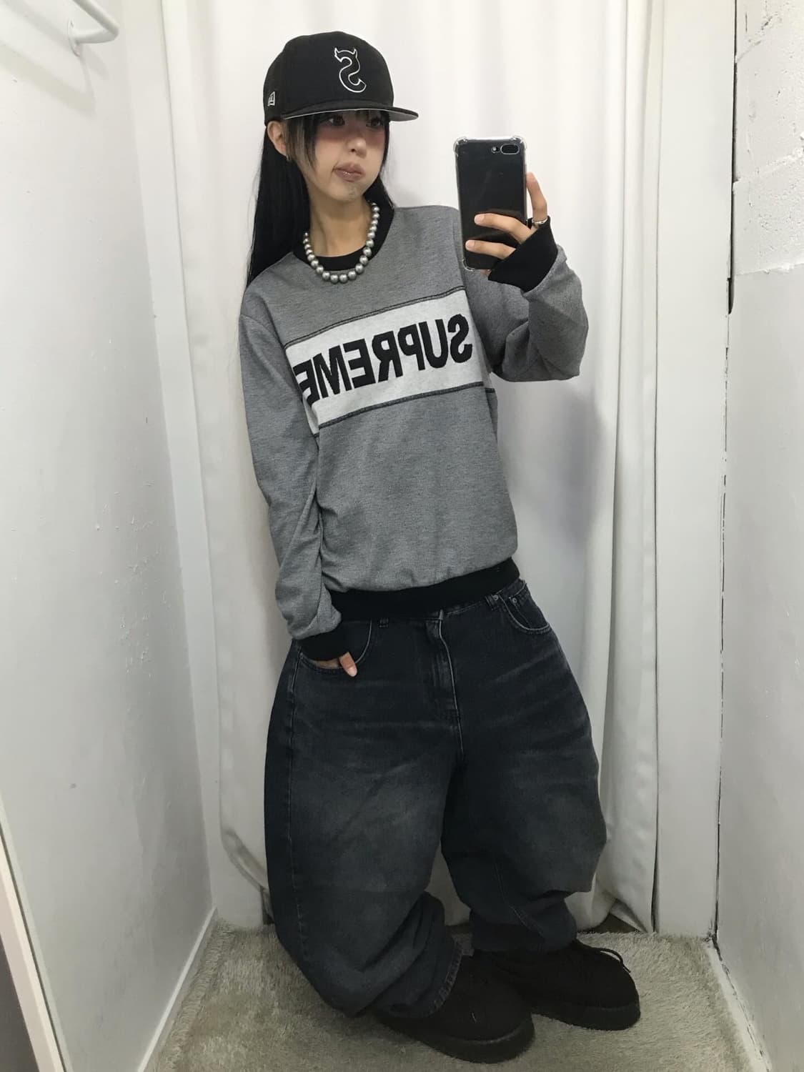 Supreme Tonal Stripe Logo Crewneck 상품이미지3