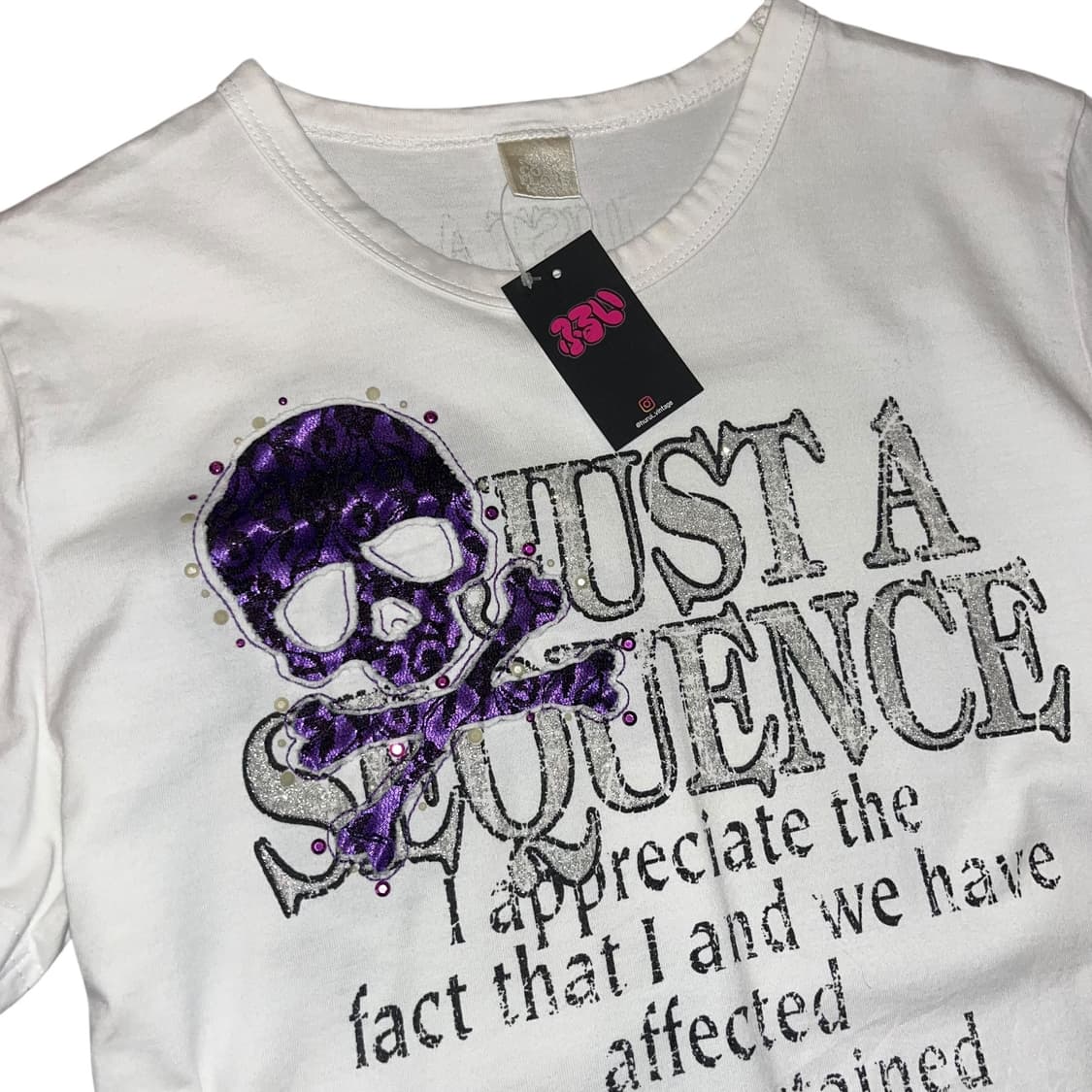 해골 레이스 큐빅 프린팅 반팔티 키치갸루펑크y2k 상품이미지2