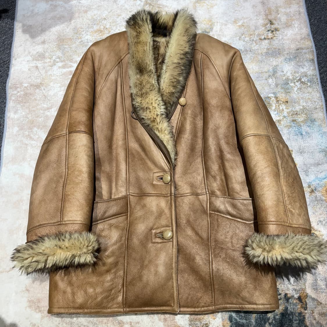 천연 양털,양가죽100% 롱 시어링 무스탕 자켓 상품이미지1