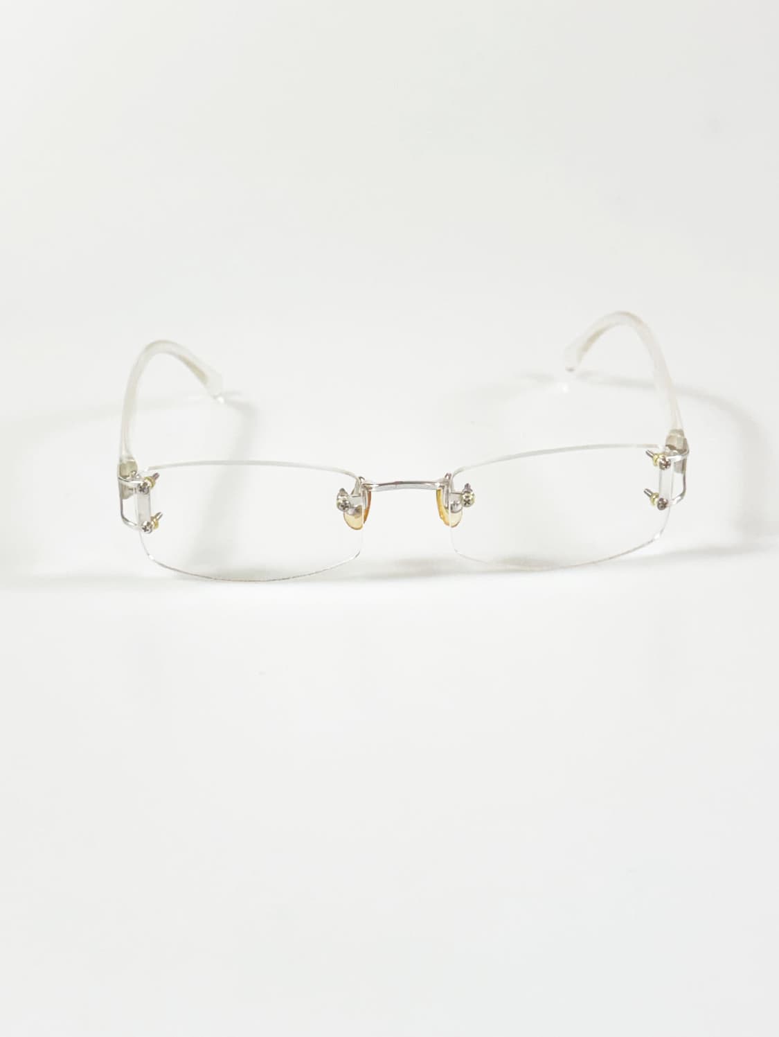 DARK 무테 스퀘어 클리어 프레임 빈티지 안경 상품이미지2