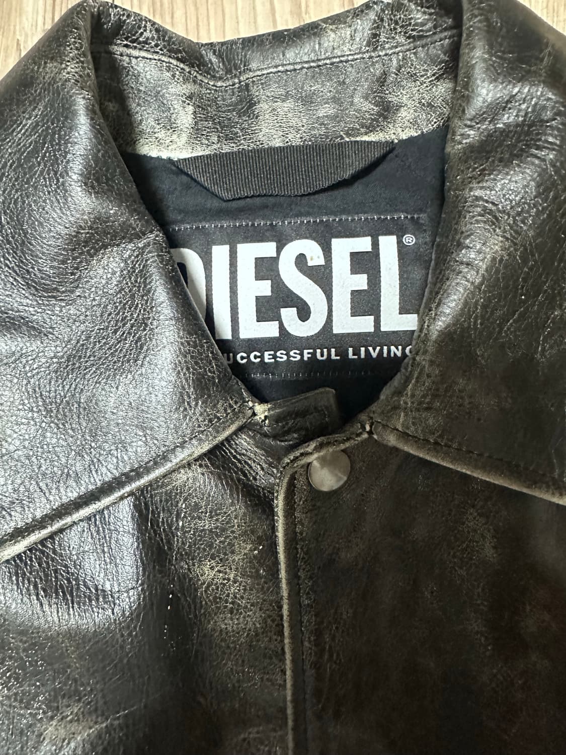 디젤 블랙 레더 자켓 데미지 스타일 L 상품이미지2