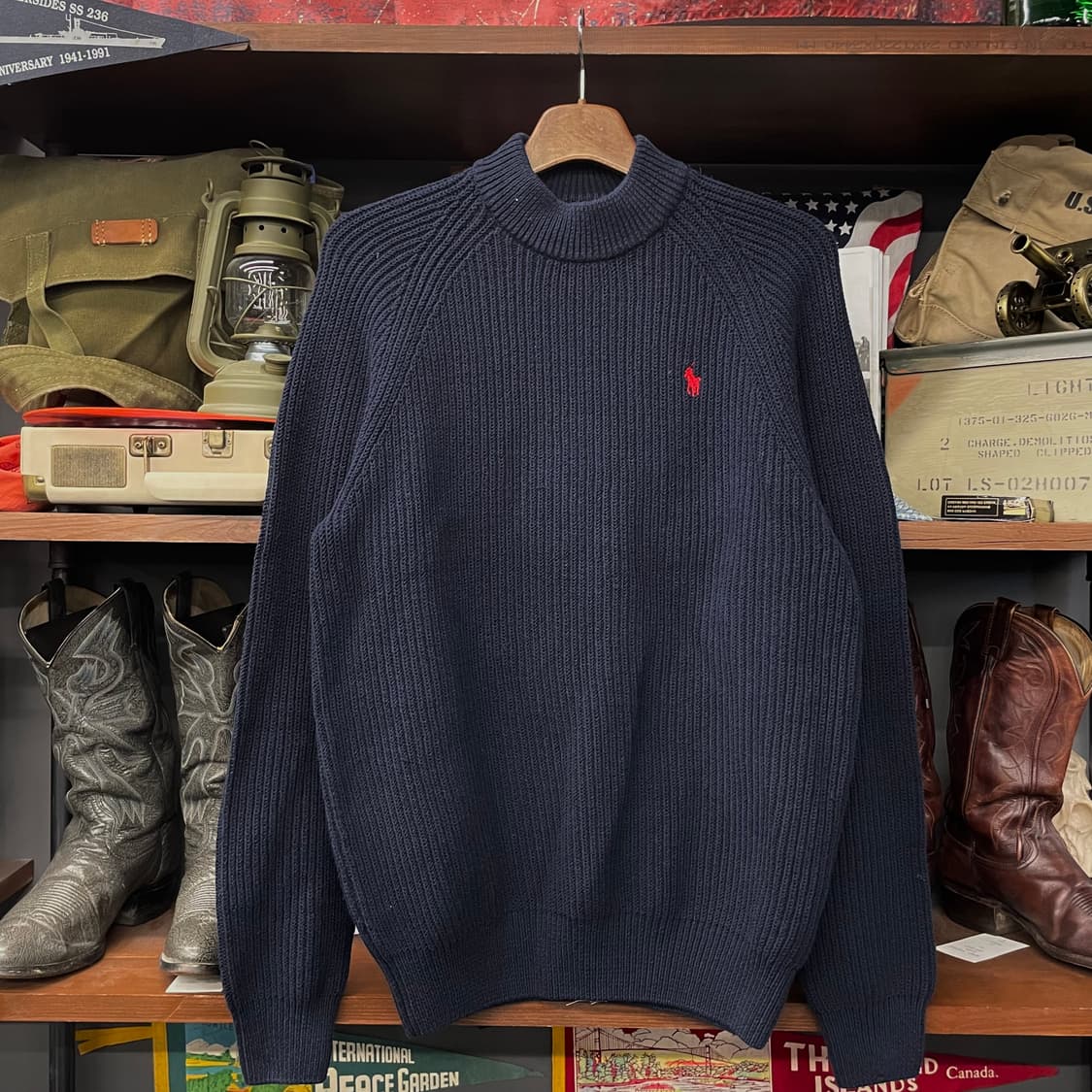 폴로 랄프로렌 신형 라벨 헤비 울 모크 넥 니트 스웨터 컨트리 상품이미지1