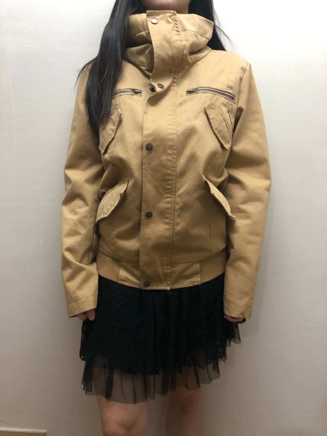 빈티지 베이지 코튼 펑크 자켓 상품이미지4