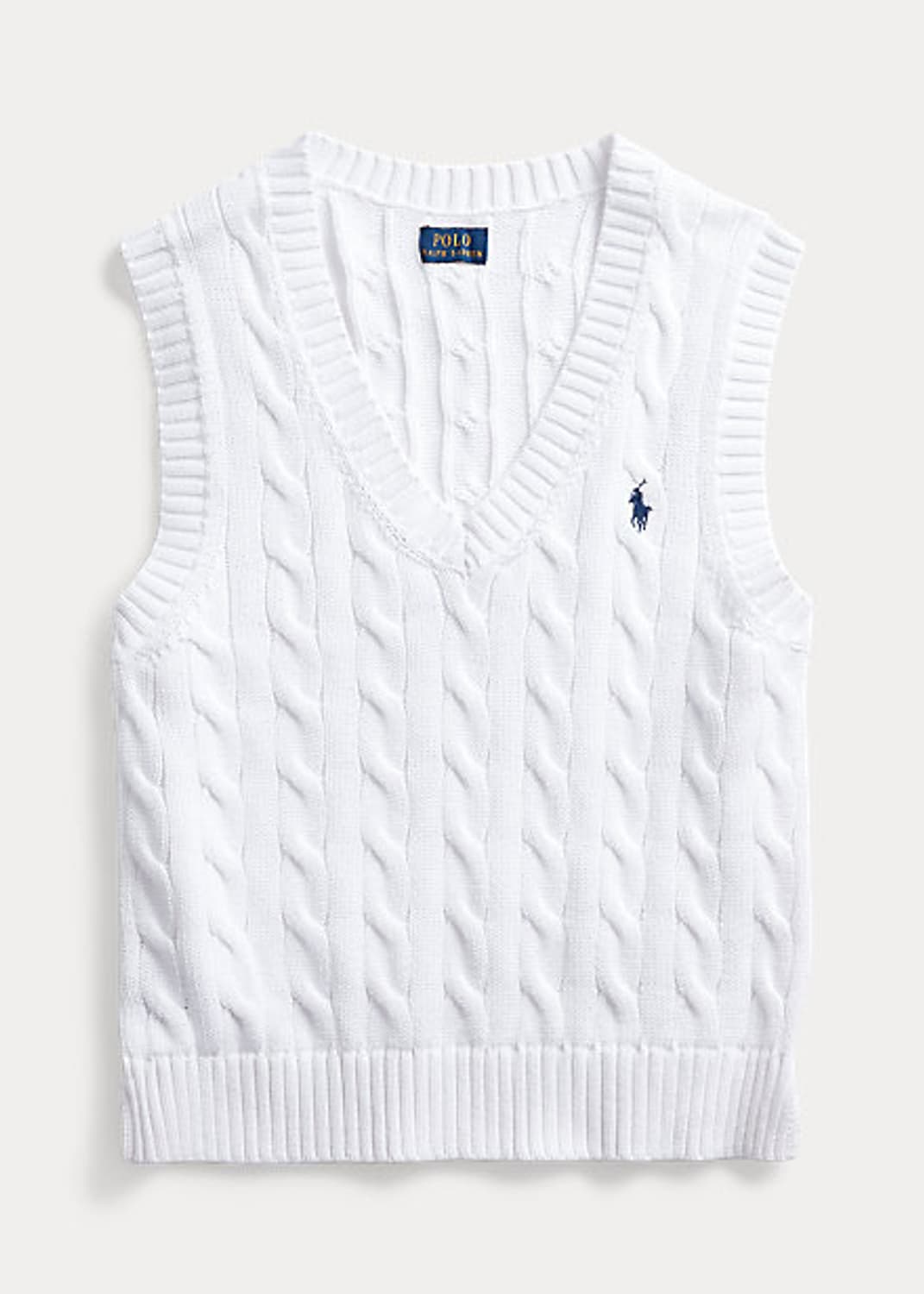 폴로 랄프로렌 우먼 케이블 니트 코튼 슬리브리스 스웨터 차정원 착용 상품이미지2