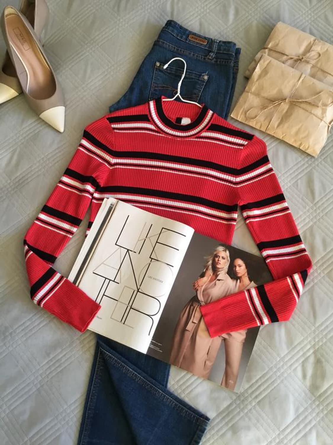 절판된y2k 니트 h&m 긴팔 티셔츠 블루종치에미 착용 상품이미지2