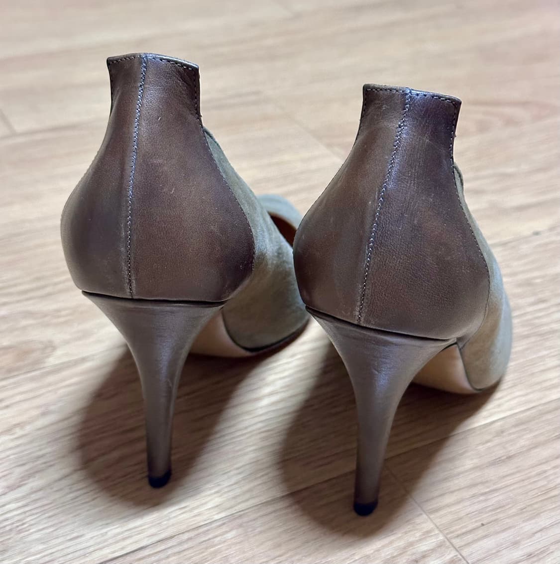 이자벨마랑 올리브그린 스웨이드 레더 콤비 투톤힐 38 상품이미지6