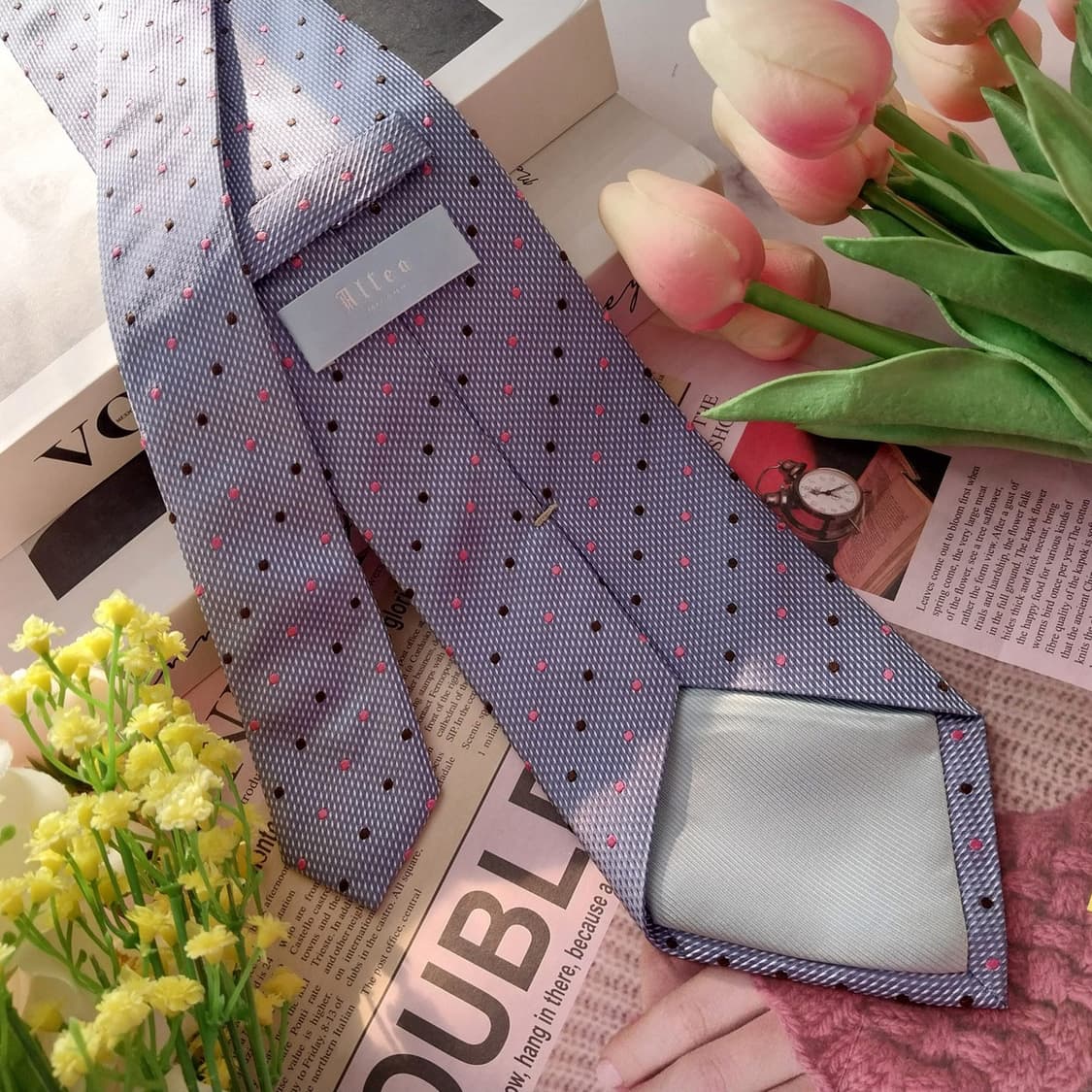 알테아 실크 하늘색 도트 넥타이 8.7cm A+등급 K1337
 상품이미지6