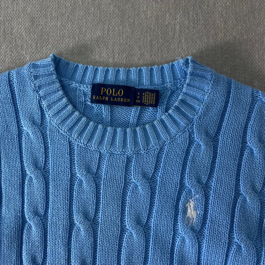 W 95 폴로랄프로렌 스카이블루 스몰포니 꽈배기 반팔 니트 상품이미지2