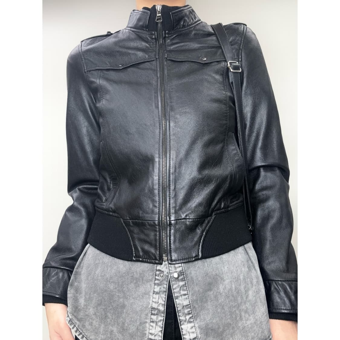 빈티지 블랙 이태리 리얼 레더 가죽 자켓 상품이미지3