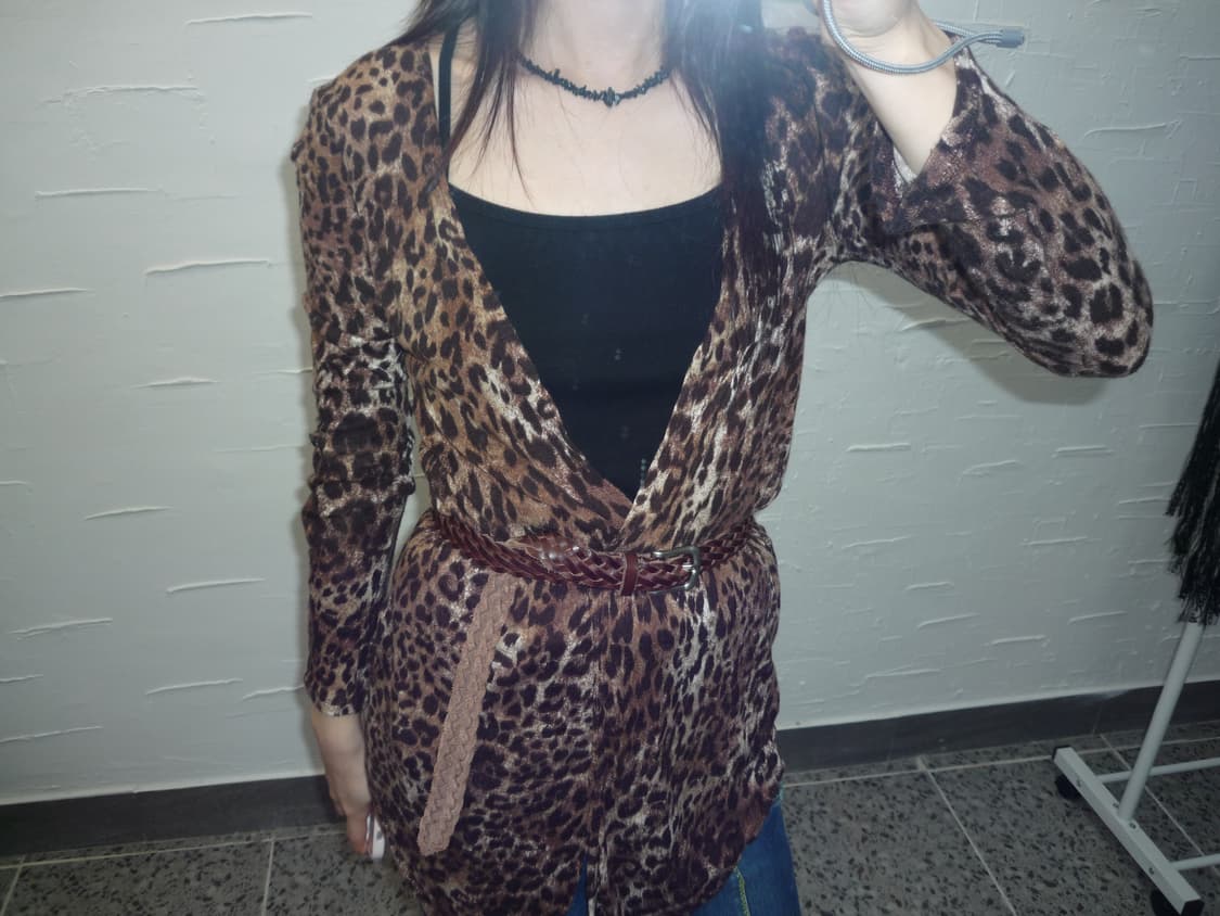 Leopard slim fit cardigan 상품이미지1