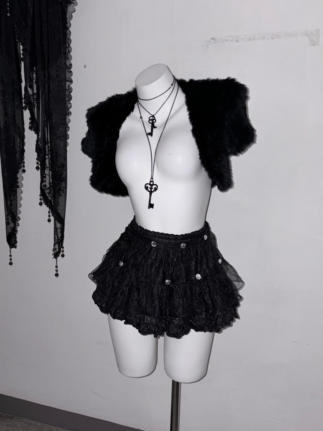 공겜여주 블랙 앤 화이트 5피스 세트 다크페어리 고스 로리  상품이미지9