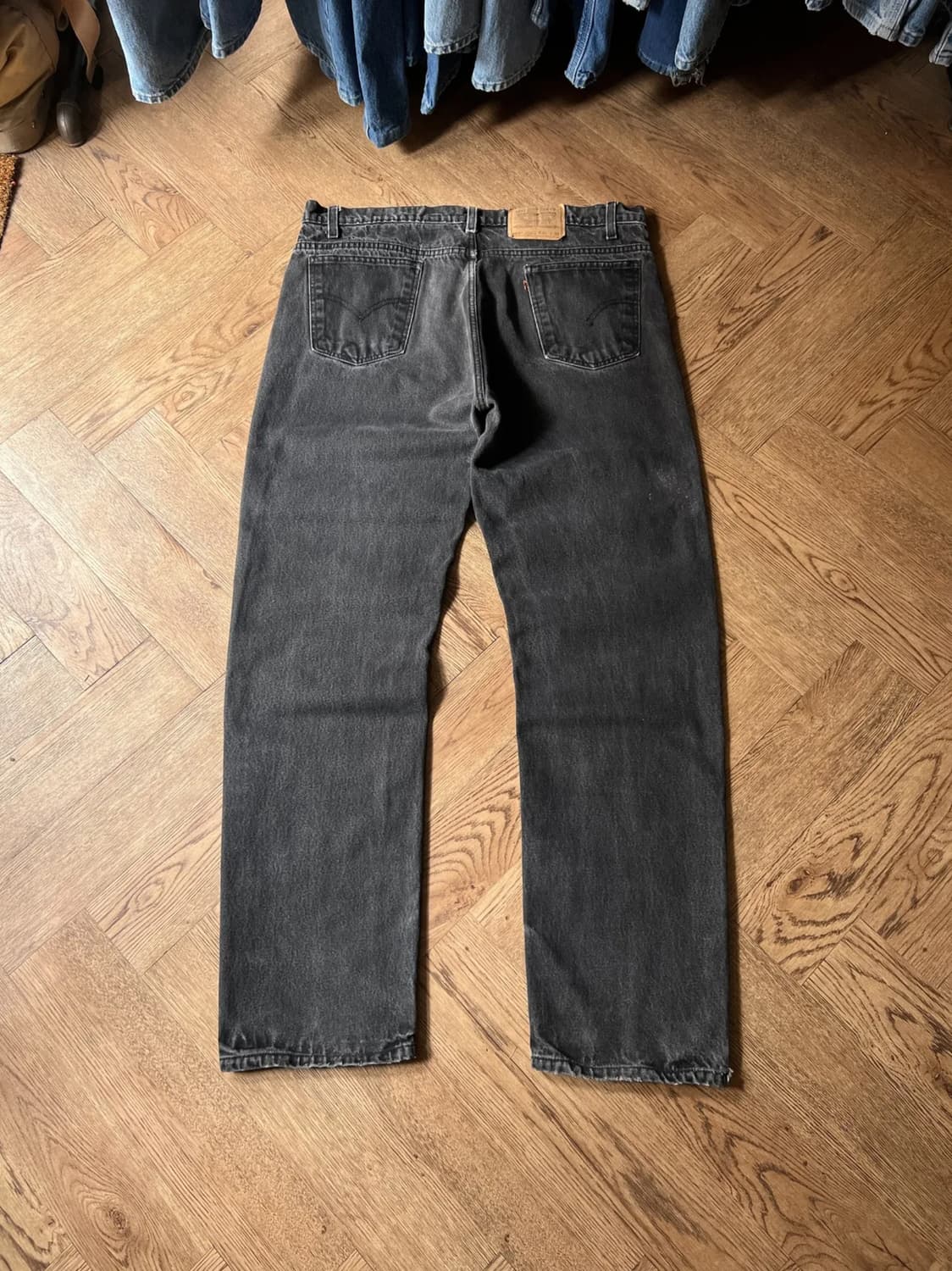 [40]90's 리바이스 USA 505 오렌지탭 빈티지워싱 흑청 데님팬츠 상품이미지1