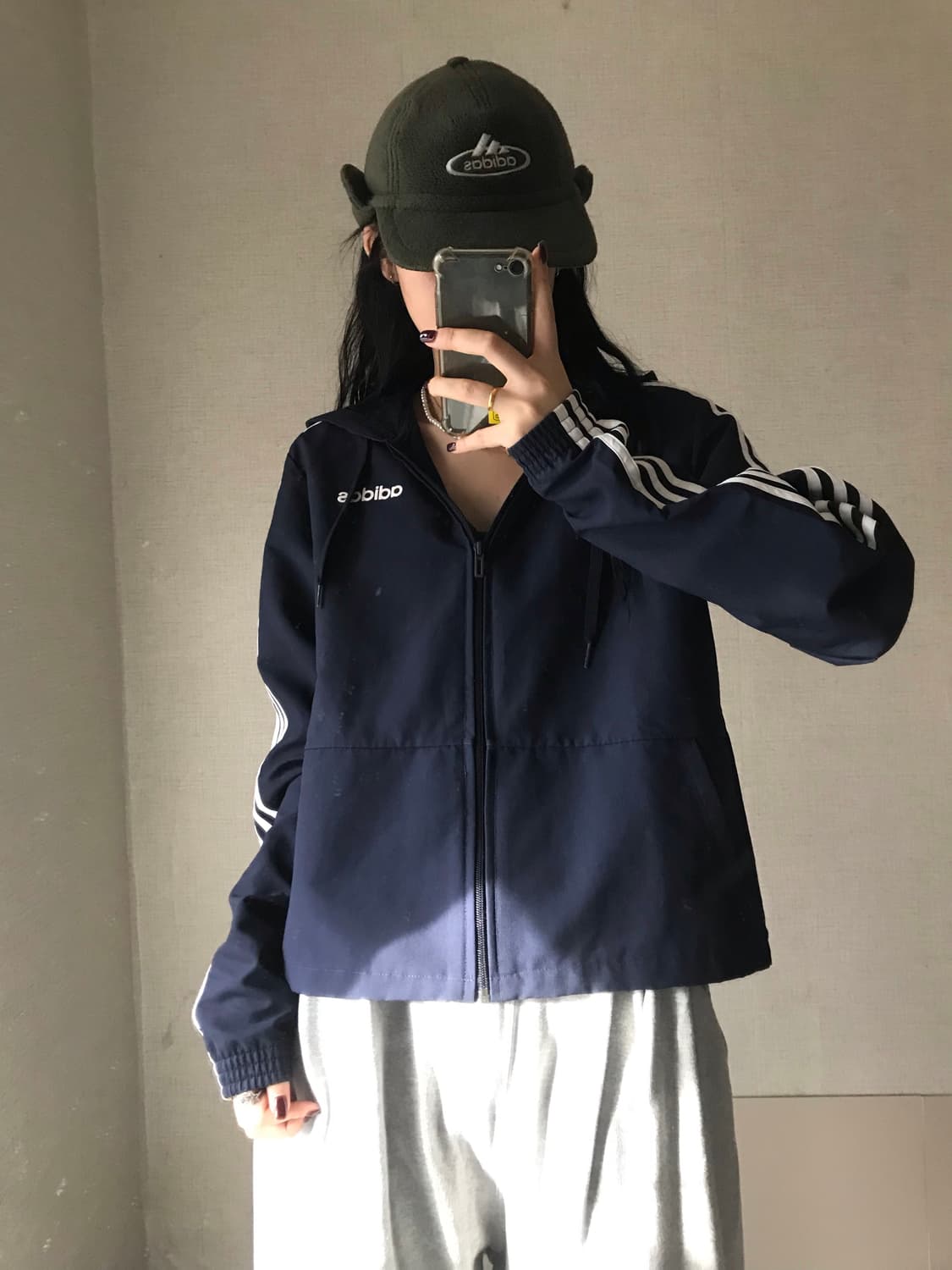아디다스 네이비 후드 바람막이 상품이미지5