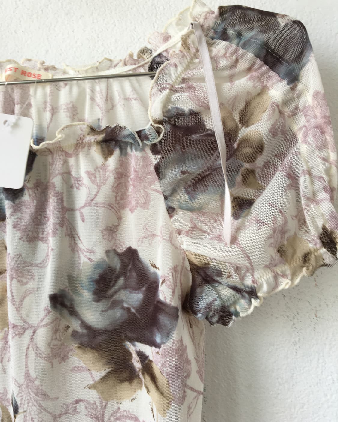 Lest rose flower pattern mesh top 상품이미지4