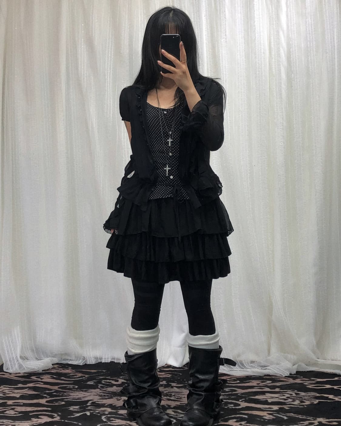 블랙 도트 레이어드 빈티지 세트 상품이미지1
