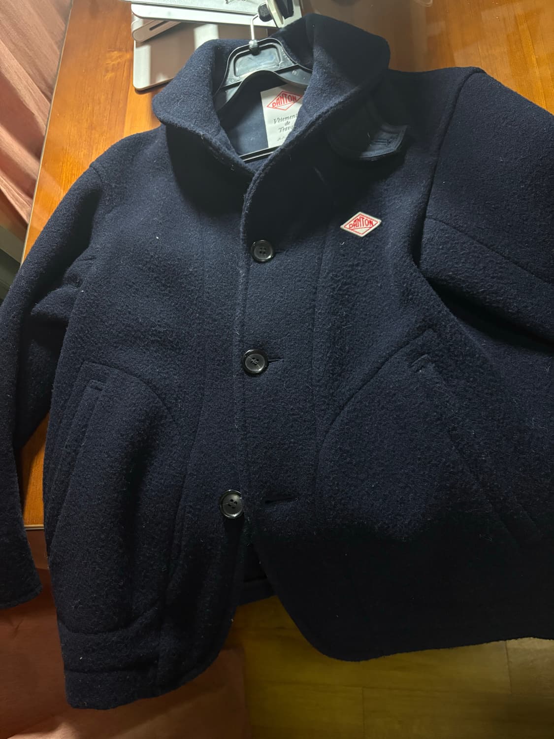 단톤 코트 울 라이트 파일 커버올 자켓 겨울 숏코트 네이비 상품이미지1