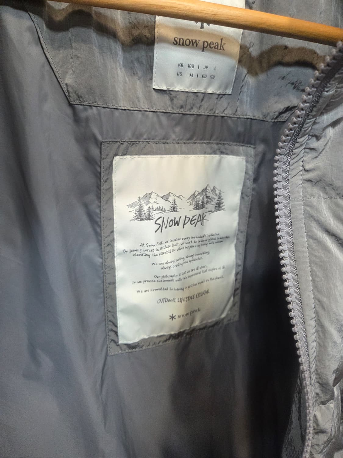 스노우피크 덕다운 실버 그레이 숏패딩 L 상품이미지4