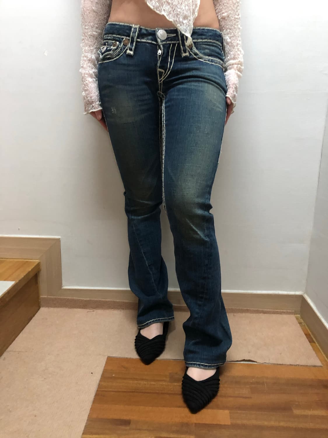 빈티지 트루릴리젼 화이트 스티치 데님 팬츠 상품이미지3