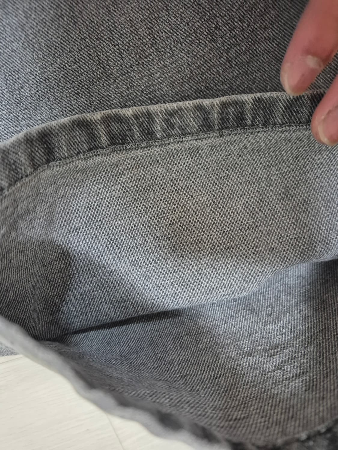 그레이 세미와이드 데님팬츠 상품이미지3