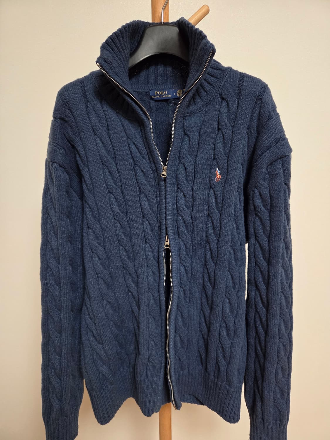 폴로 랄프로렌 케이블 니트 풀집업 가디건 네이비 L 상품이미지2