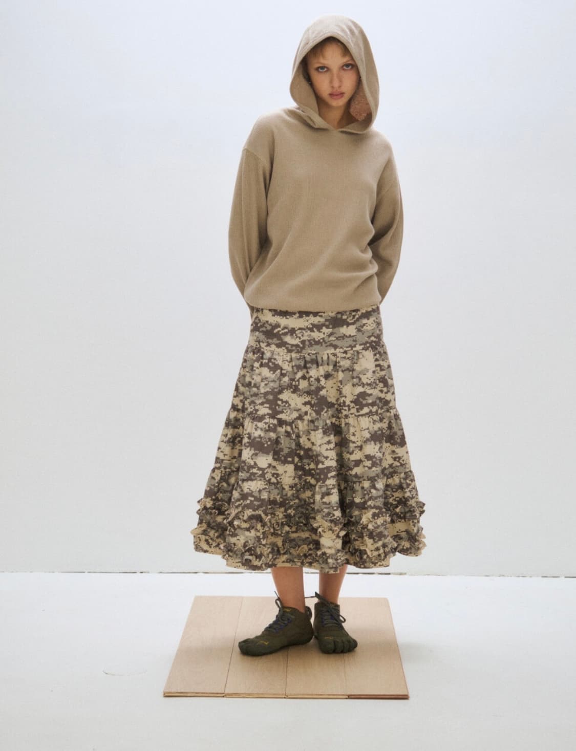 플리즈프로젝트 MIDDLE FRILL SKIRT, DIGITAL CAMO 상품이미지2