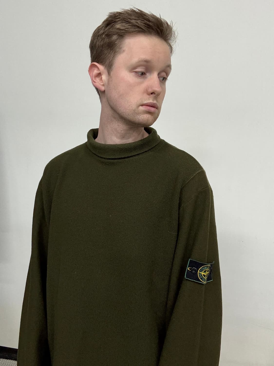 99AW 스톤 아일랜드 그린 엣지 울 블렌드 롤넥 니트  상품이미지1