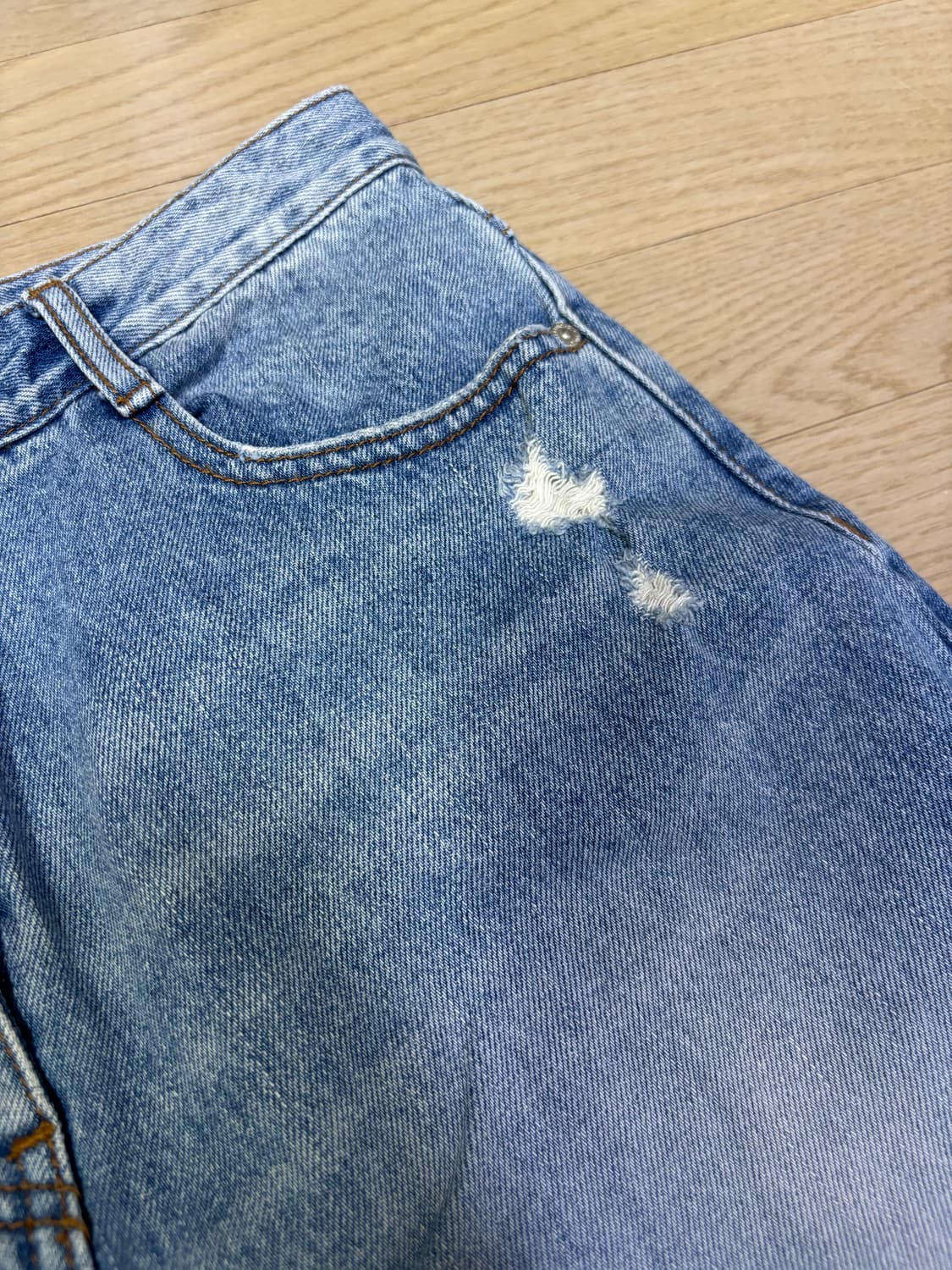 Lucky Chouette 데미지 와이드 데님 상품이미지4