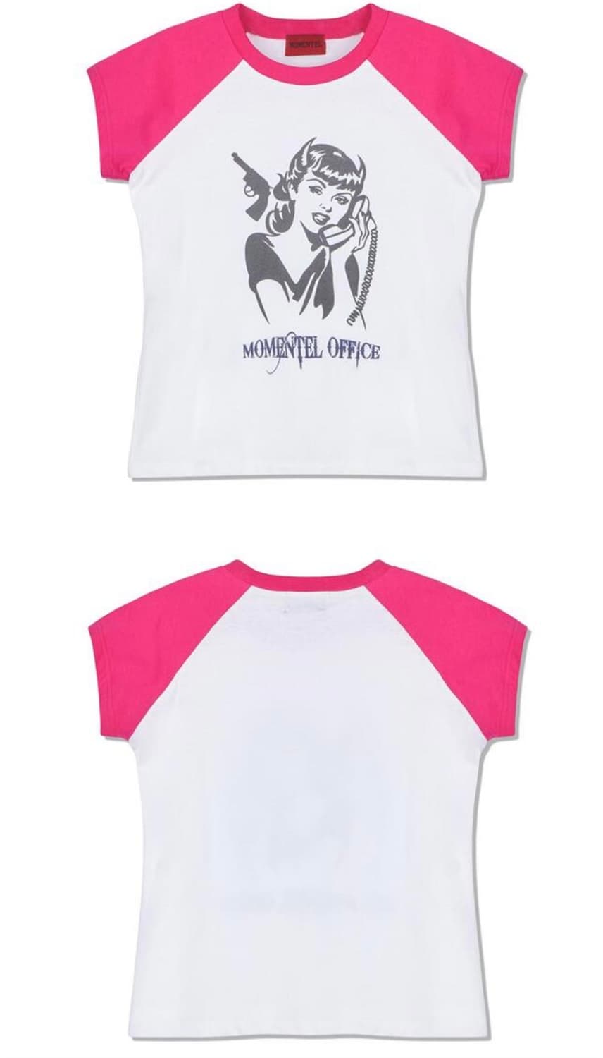 모멘텔 pink white nagrang t-shirt 상품이미지2
