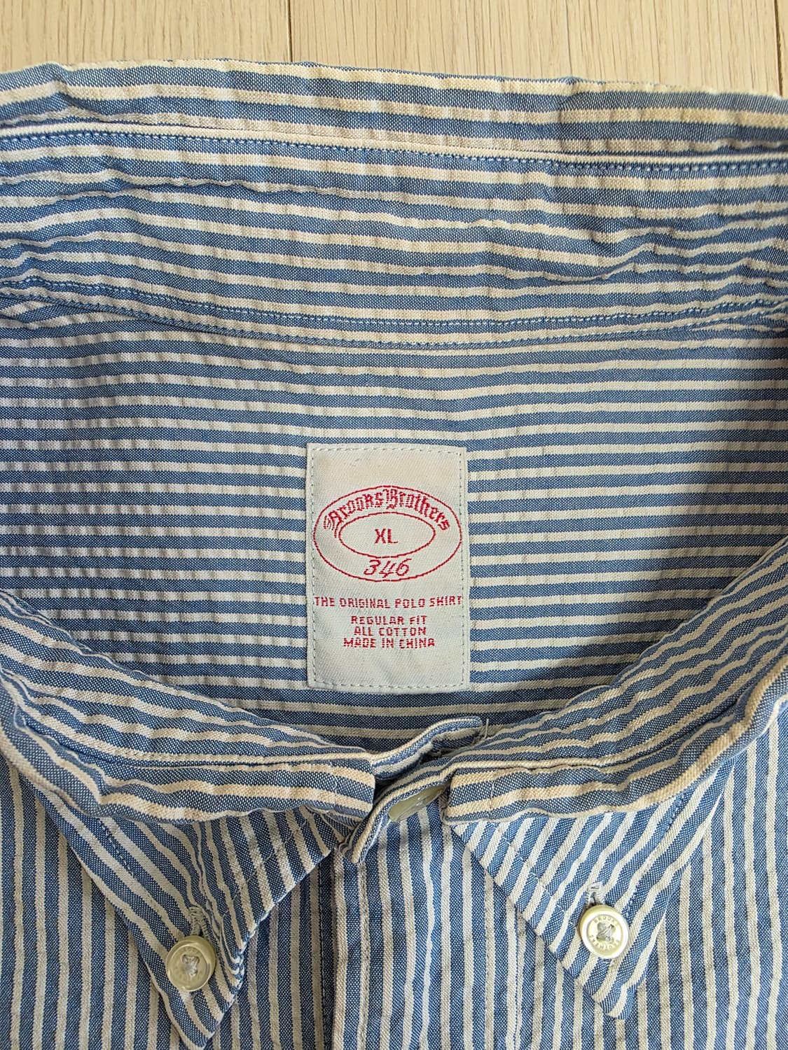 브룩스 브라더스 스트라이프 시어서커 반팔 셔츠 XL 상품이미지2