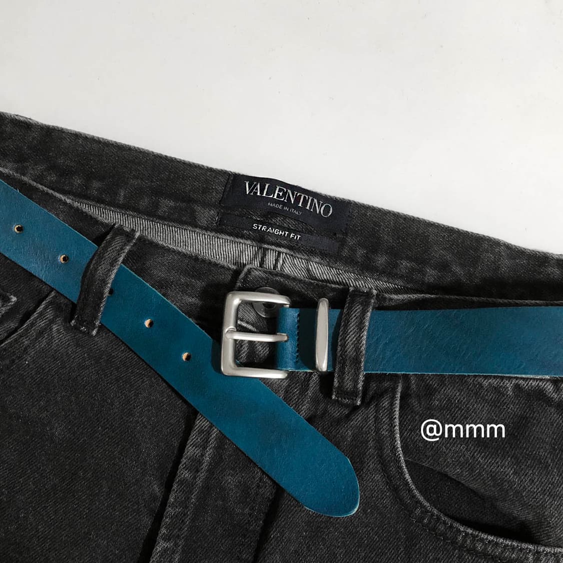 [Unisex] 실버링 가죽 벨트 블루 상품이미지2