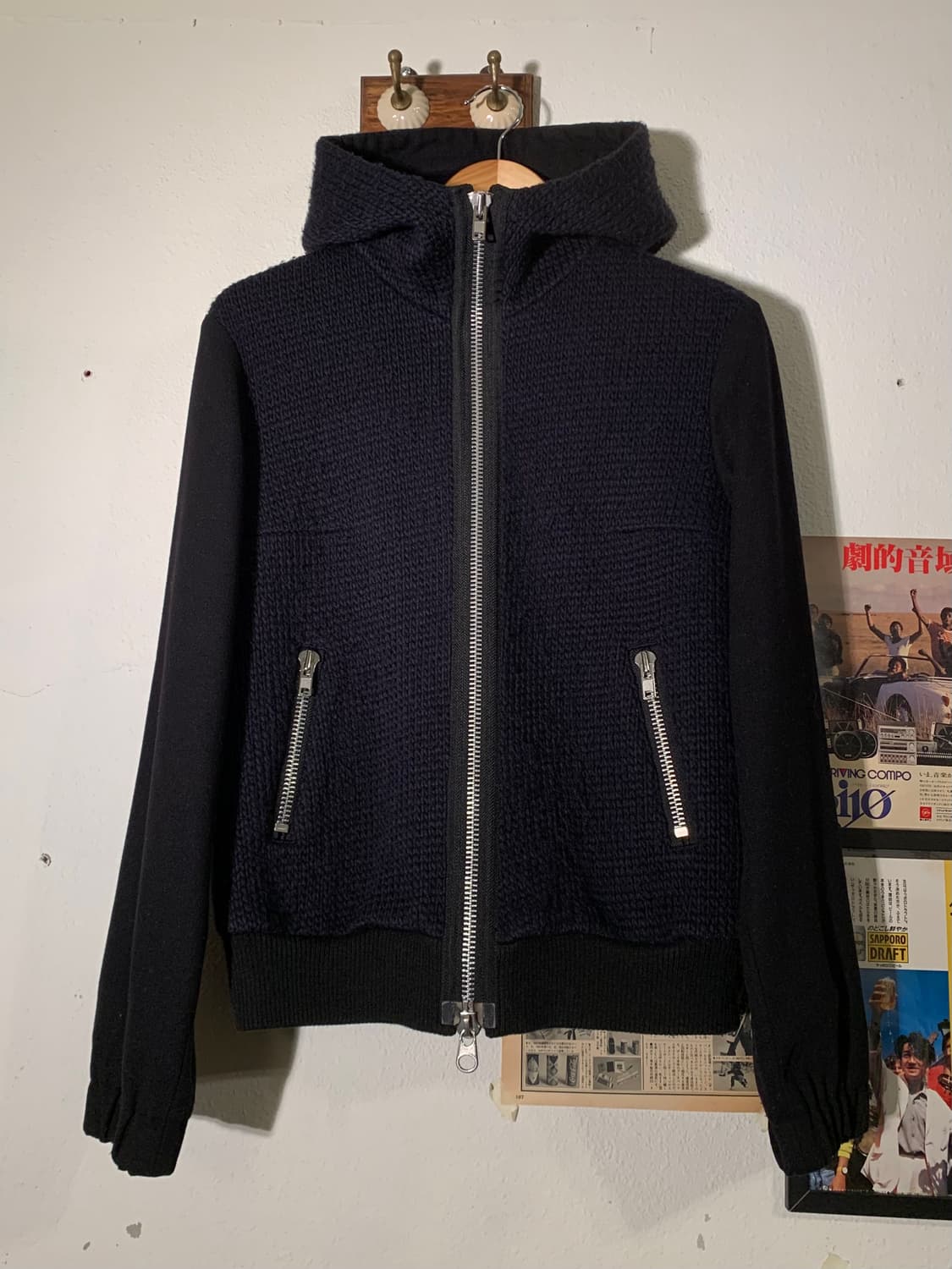 요지야마모토 y-3 니트 도킹 후드집업 상품이미지1