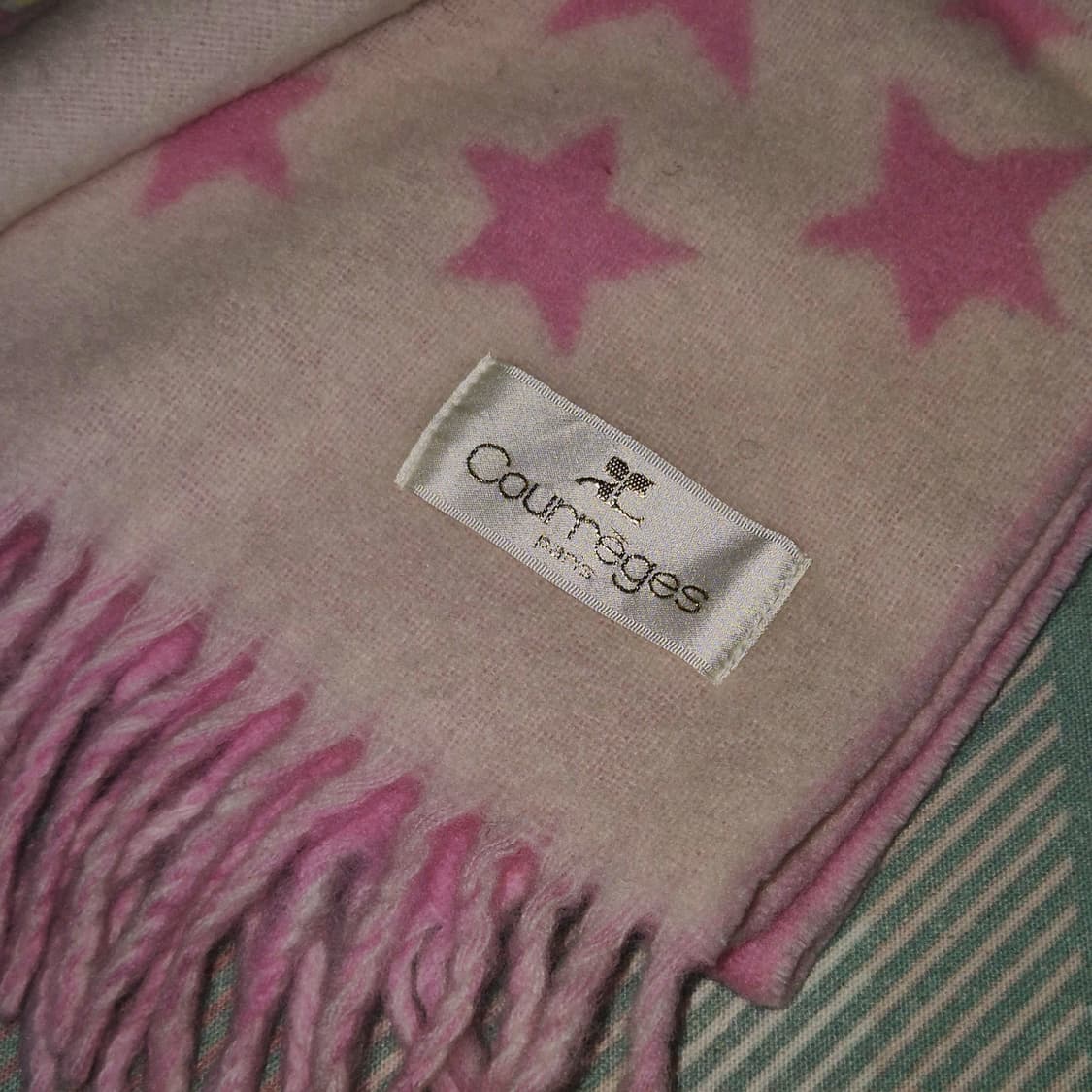 90s 꾸레쥬 핑크 스타 앙고라 울 머플러 상품이미지7