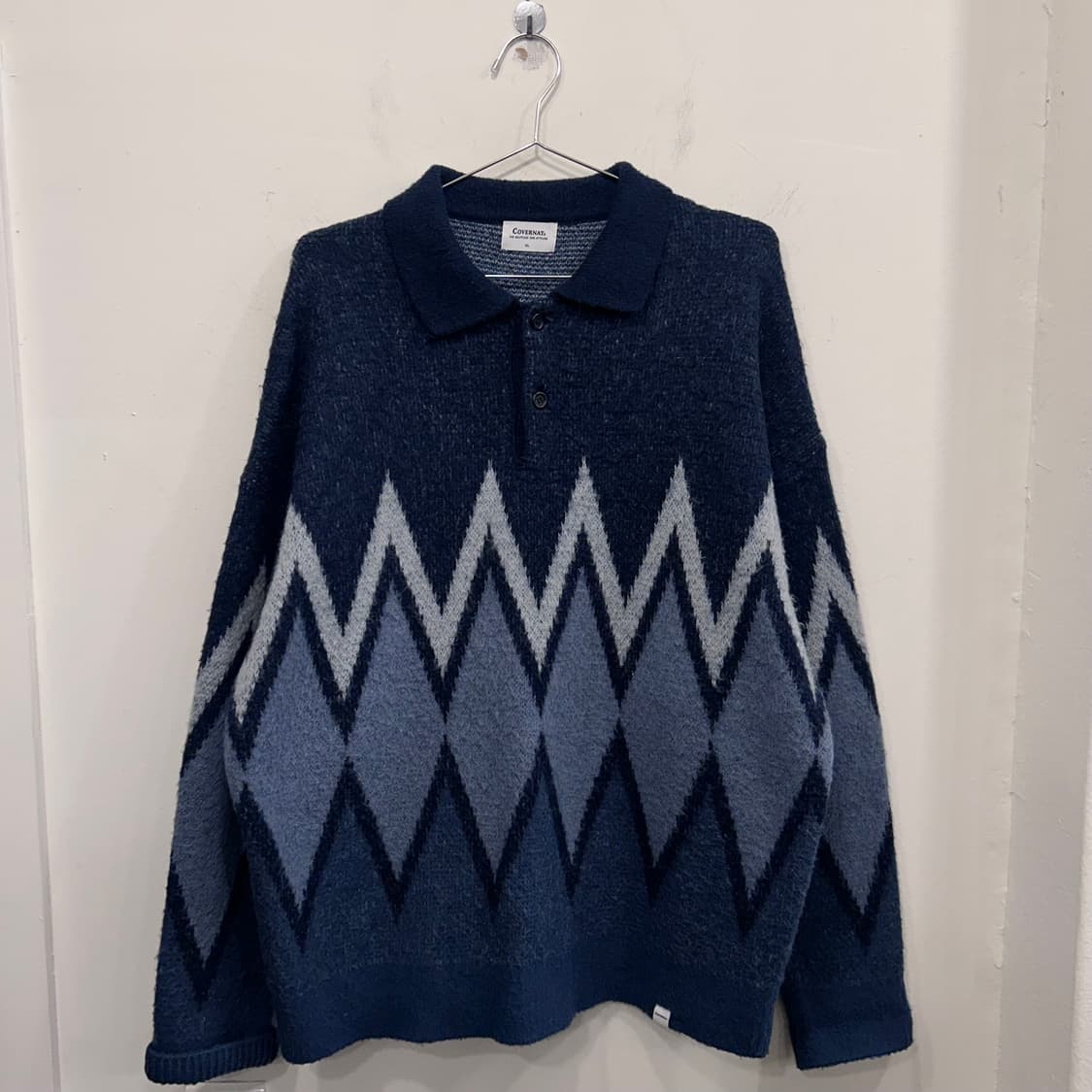 커버낫 아가일 패턴 모헤어 카라 오버핏 니트 상품이미지2