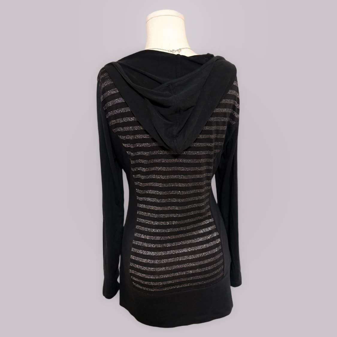 일본빈티지 오네갸루 큐빅 포인트 글리터 스트라이프 후드 딱붙 원피스 상품이미지3