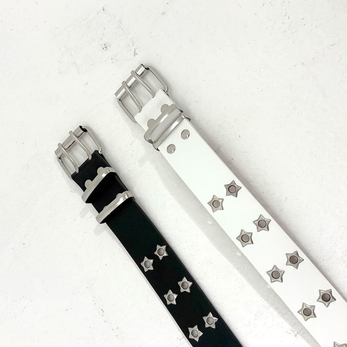 Y2K 스타 별 아일렛 벨트 (white) 상품이미지3