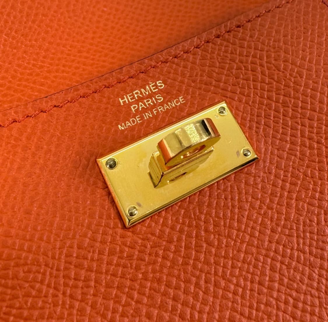 에르메스 여성 켈리 포켓 컴팩트 앱송 카드 지갑 월릿 금장 오렌지 상품이미지5