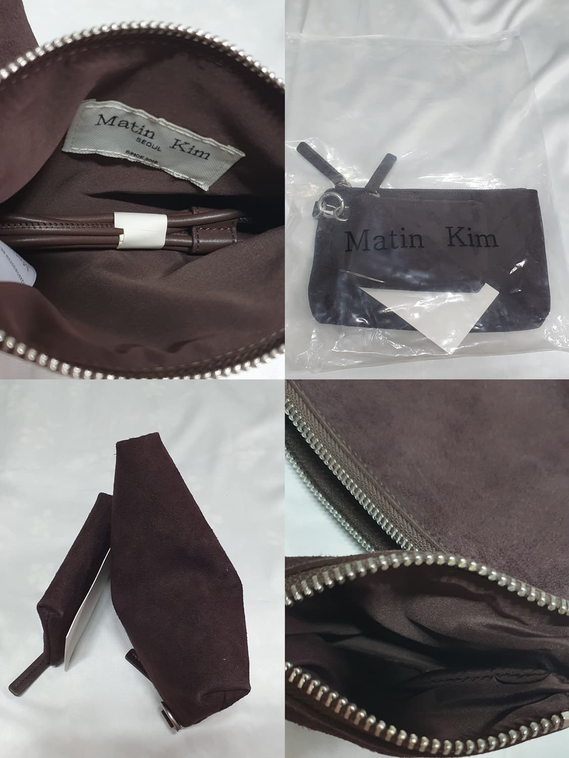 초코 다크 브라운 마뗑킴 스웨이드 소가죽 멀티 미니 파우치 미니숄더백  상품이미지6