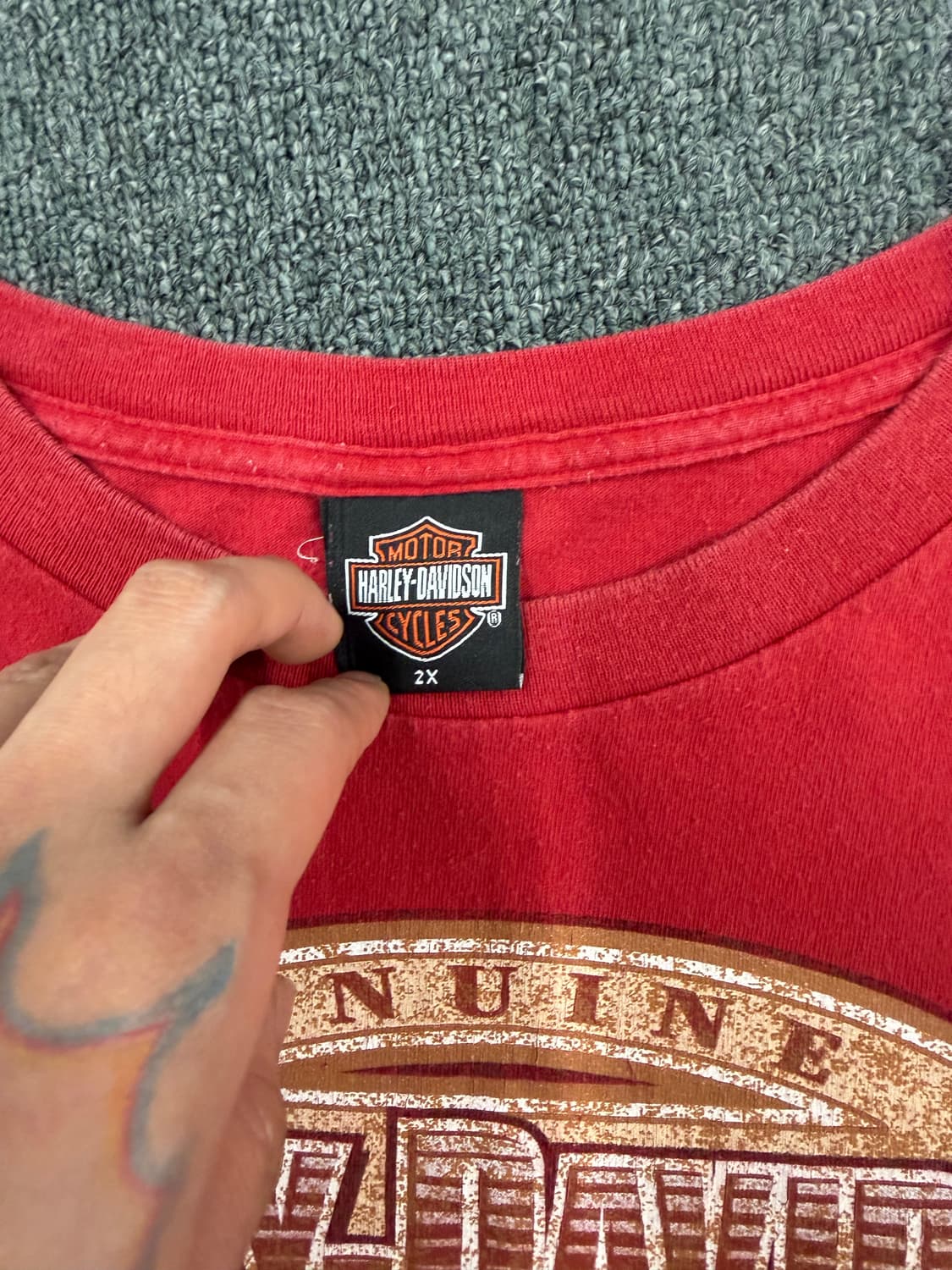 2XL) 할리데이비슨 빈티지 플레임 로고 프린팅 반팔 티셔츠 상품이미지2