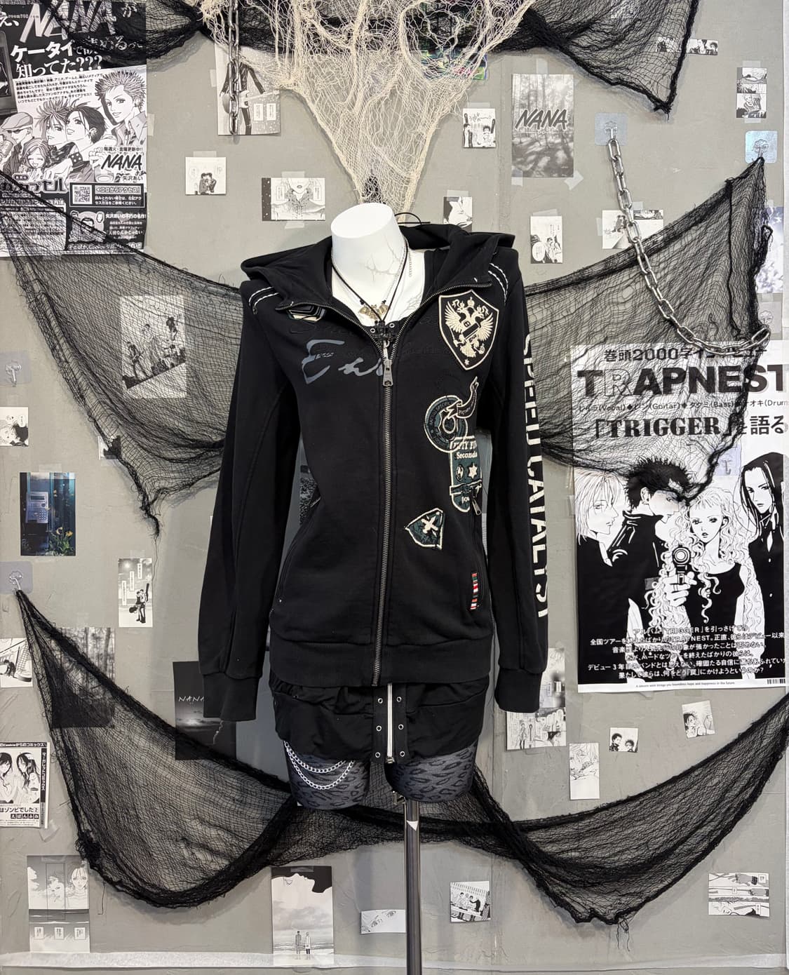 EXR Y2K patch stitch hoodie zip up 상품이미지3