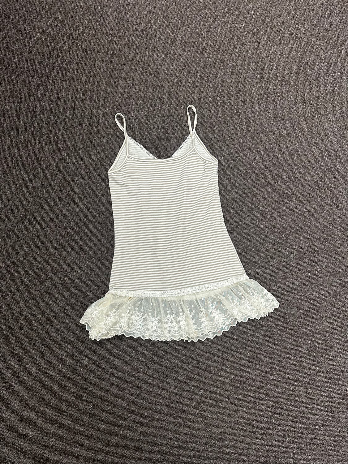 OS)Japanese vintage 여성 스트라이프 레이스 나시 (이염) 상품이미지7