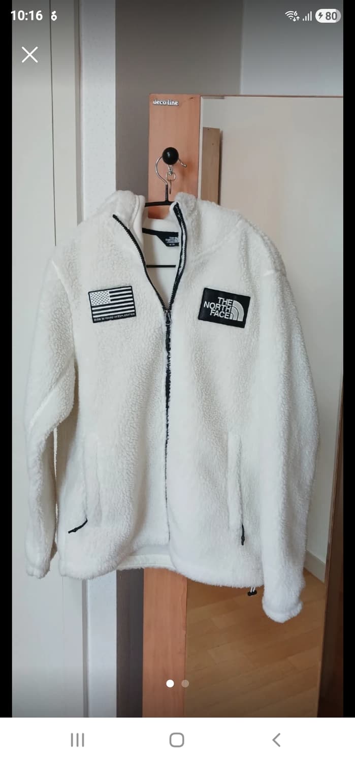 노스페이스 50주년 화이트 플리스 후드 양털 뽀글이 m 상품이미지1