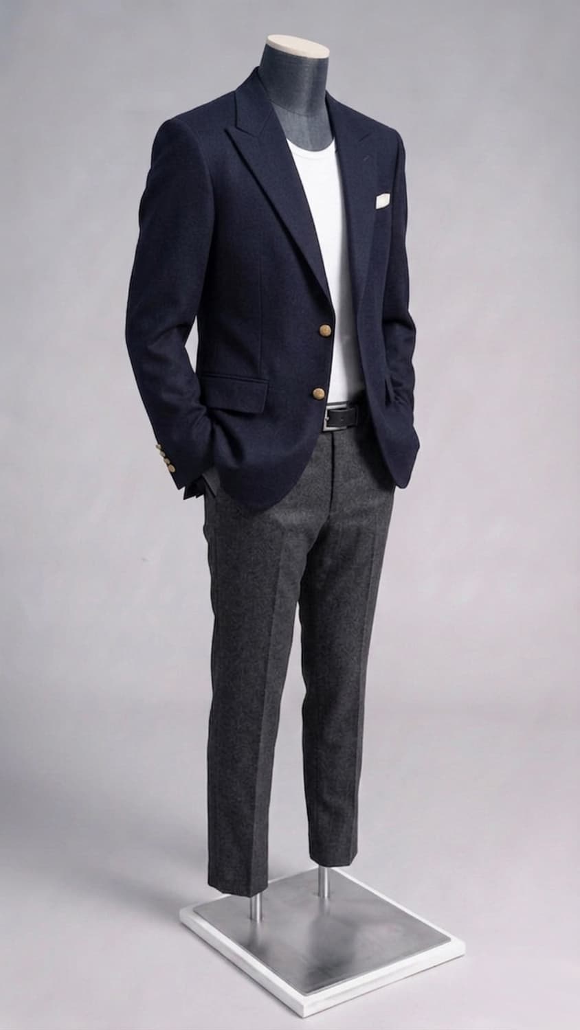솔리드옴므/SOLID 메인 금장단추 피크드라펠 블레이져 자켓/105 상품이미지2