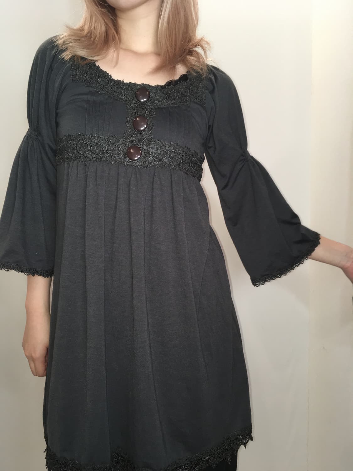 jpn vintage 챠콜 크로셰 원피스 상품이미지2