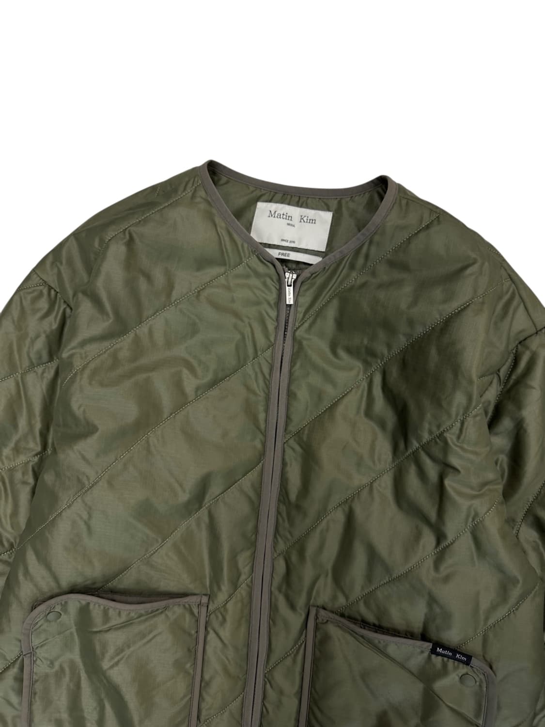 마뗑킴 칼라리스 퀄팅자켓 카키 (FREE) 상품이미지2