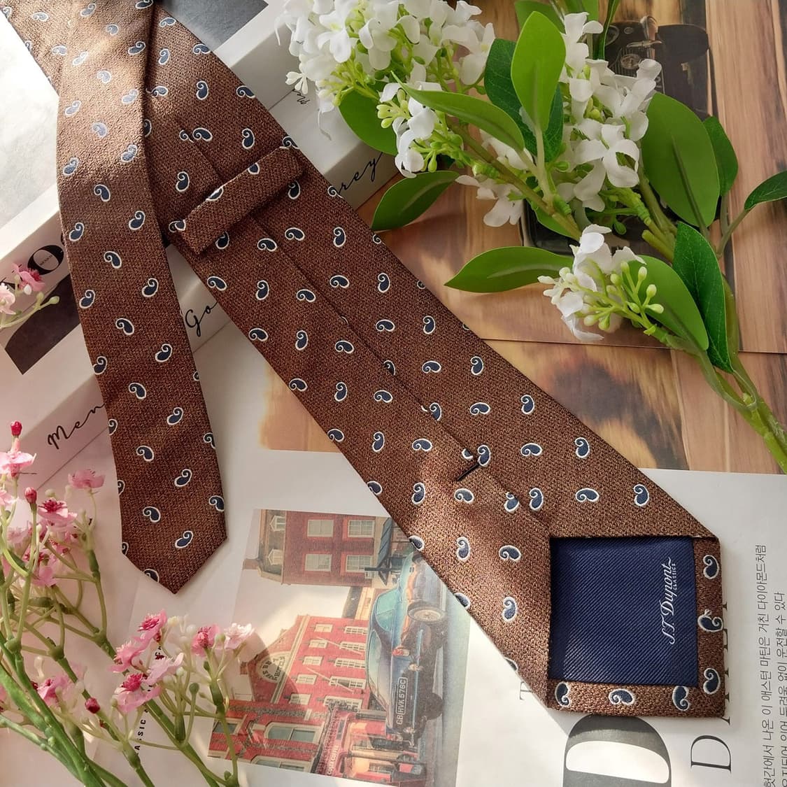 듀퐁 실크 브라운 페이즐리 패턴 슬림 넥타이 8cm A+등급 K1888
 상품이미지5