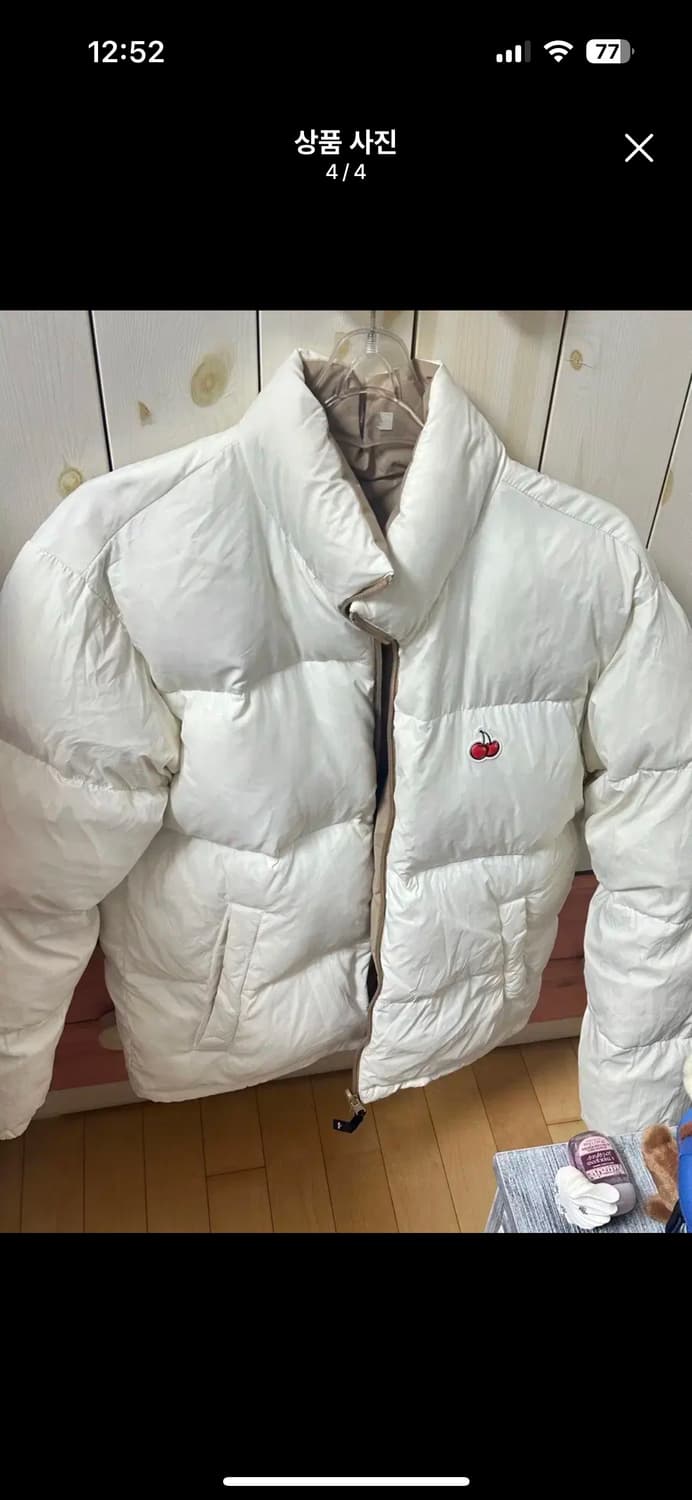 키르시 빅 체리 리버시블 눕시 다운 숏패딩 상품이미지4